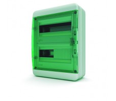 Tekfor бокс навесной 24 мод. IP65, прозрачная зеленая дверца